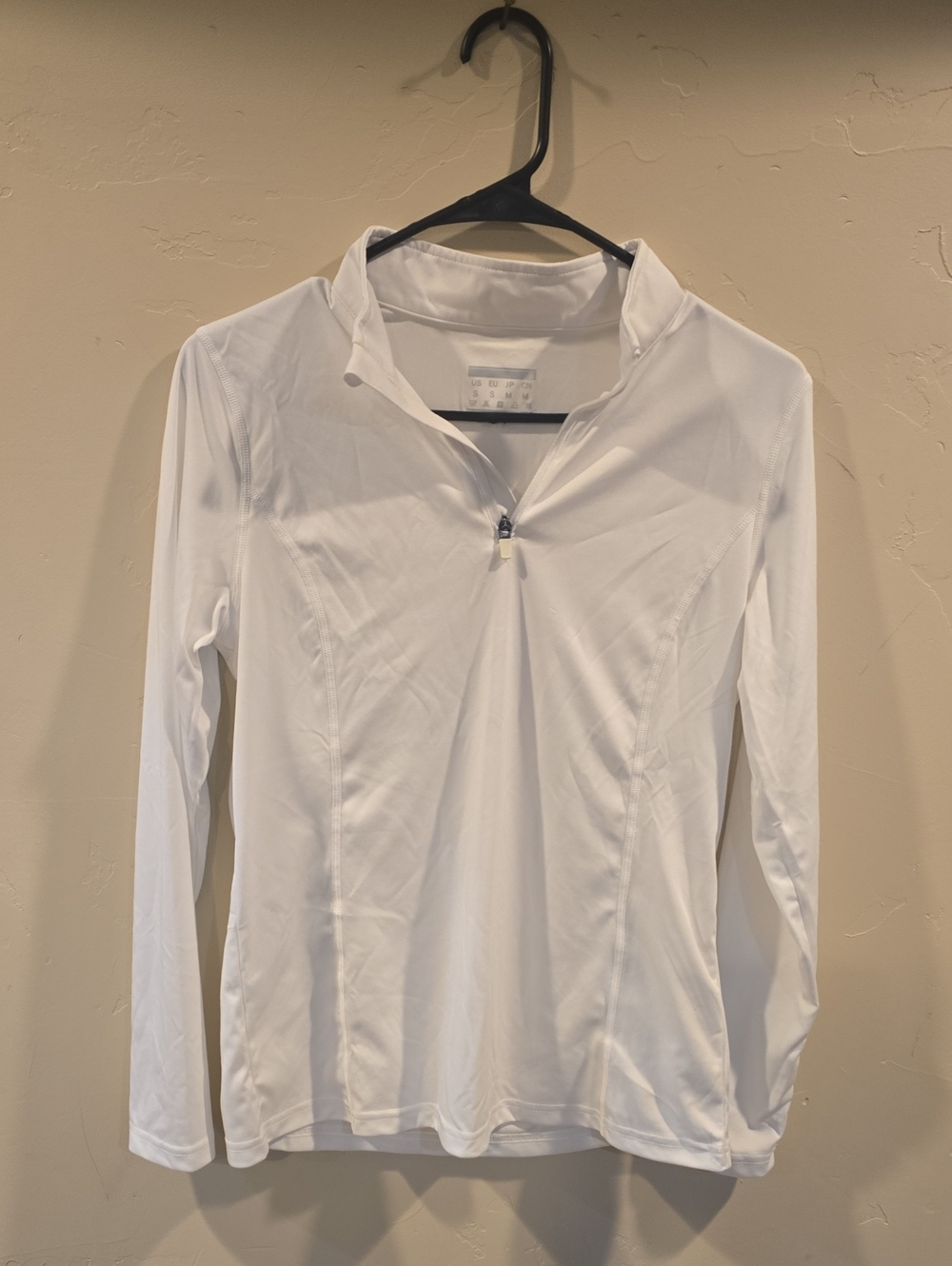 White Quarter-Zip Long Sleeve Top